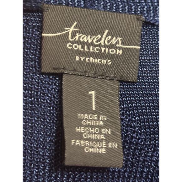 Chico's navy Travelers semi sheer cardigan, asymmetrical, summer layers, travel - Picture 5 of 6